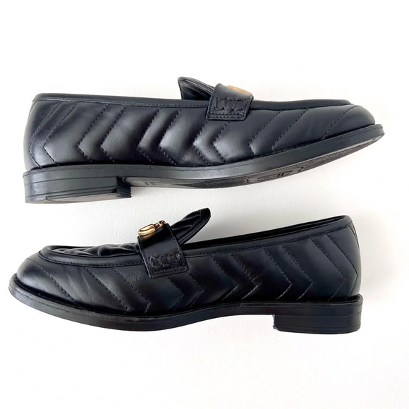 GUCCI | Marmont GG Black Quilted Chevron Leather Matelasse Slip On Loafer US 7 - Picture 6 of 15